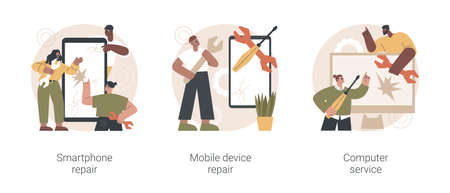 Gadget fixing abstract concept vector illustrations.のイラスト素材