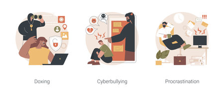 Social engineering abstract concept vector illustrations.のイラスト素材