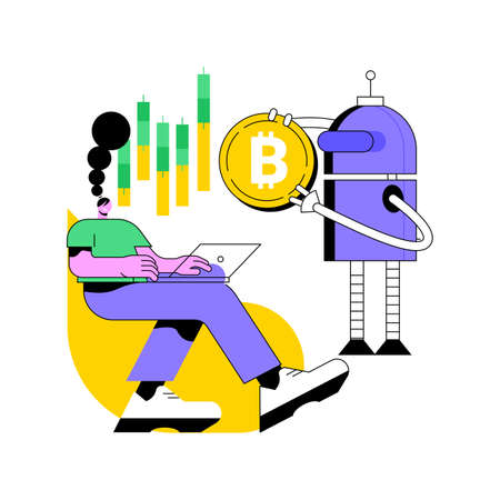Crypto trading bot abstract concept vector illustration.のイラスト素材