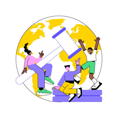 Youth rights abstract concept vector illustration. Youth liberation, young people rights protection, make decision, age of majority, voting age, intergenerational equity abstract metaphor.のイラスト素材