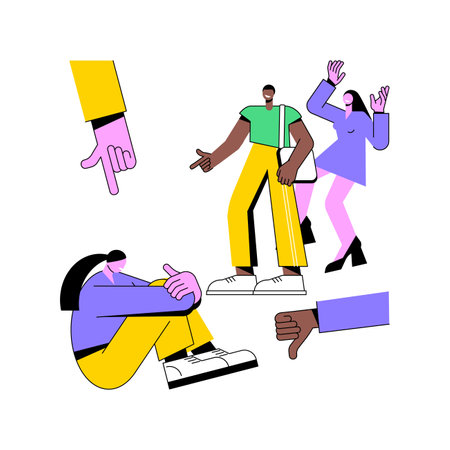Marginalization abstract concept vector illustration. Social exclusion disadvantage, society fringe, less important, second class, gender stereotypes, school bullying, outcast abstract metaphor.のイラスト素材