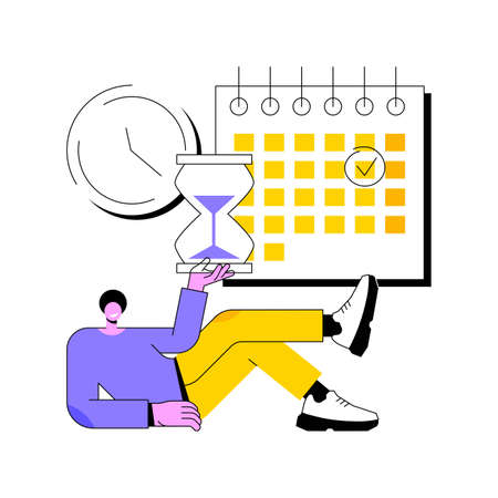 Arrange appointment abstract concept vector illustration. Arrange visit, book appointment, initiate interview, apply for job, send request, website menu bar, user experience abstract metaphor.のイラスト素材