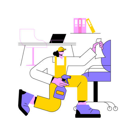 Commercial cleaning abstract concept vector illustration. Cleaning industry service, maintenance office cleanup, healthy safe environment, upholstery, sanitation, power washing abstract metaphor.のイラスト素材