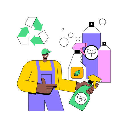 Green cleaning abstract concept vector illustration. Eco cleaning company, environmentally friendly service, natural detergent product, laundry equipment, washing chemical abstract metaphor.のイラスト素材
