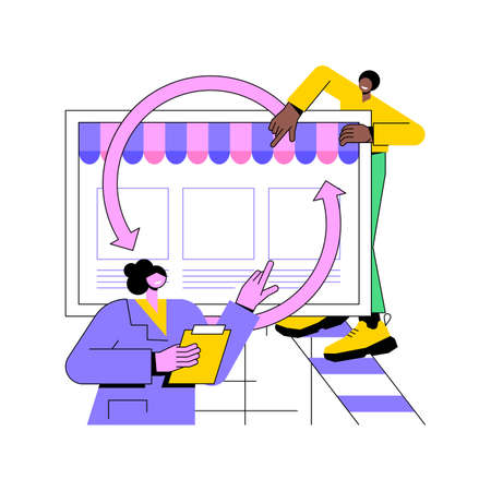 Drop servicing abstract concept vector illustration. Third party servicing, outsource business model, service arbitrage, finding clients, drop shipping, digital marketing trend abstract metaphor.のイラスト素材