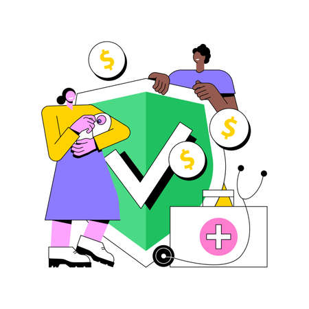 Emergency support fund abstract concept vector illustration. Support for sick people, quarantined, or in directed self-isolation, governmental help, emergency response benefit abstract metaphor.のイラスト素材