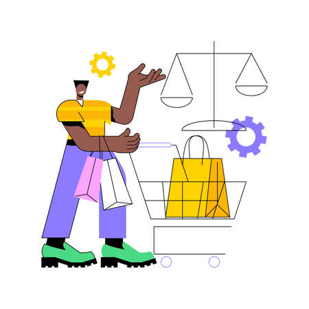 Consumer law abstract concept vector illustration. Consumer litigation, legal protection service, law firm, judicial agreement, replacement of faulty product, buyer rights abstract metaphor.のイラスト素材