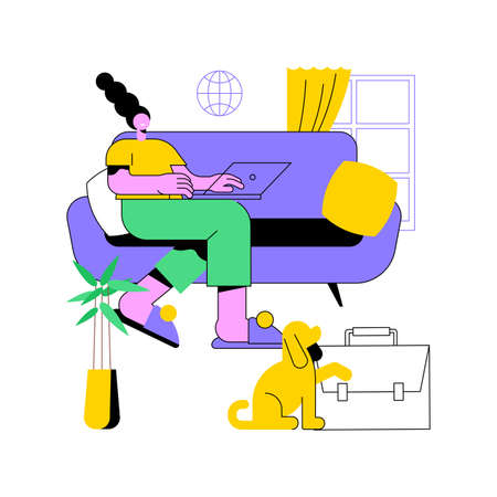 Become a freelancer abstract concept vector illustration. Distant work, individual freelance job, becoming independent entrepreneur, finding clients online, digital nomad abstract metaphor.のイラスト素材