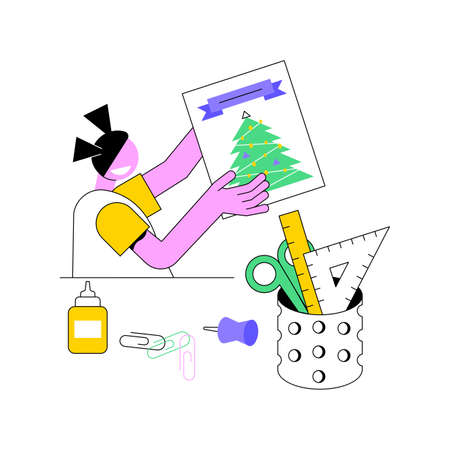DIY project abstract concept vector illustration. Handmade present, making with own hands, creative craft gift, self-made project, building yourself, winter holiday activity abstract metaphor.のイラスト素材