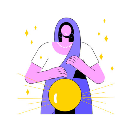 Fortune telling abstract concept vector illustration. Fortune teller online, tarot reading services, crystal ball future prediction, numerology specialist, palmist practice abstract metaphor.のイラスト素材