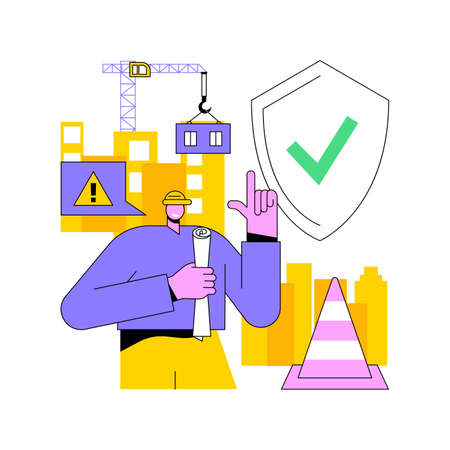 Workplace safety abstract concept vector illustration. Workplace assessment, safe labor conditions, occupational health, employee safety service, protected working environment abstract metaphor.のイラスト素材