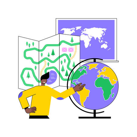 Geography abstract concept vector illustration. World geography, human and physical field, earth study, university degree, geographic information system, cartography, typography abstract metaphor.のイラスト素材