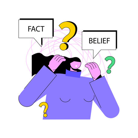 Cognitive dissonance abstract concept vector illustration. Mental discomfort, conflict, missing out, psychological abuse, emotional state, decision making, experience abstract metaphor.のイラスト素材