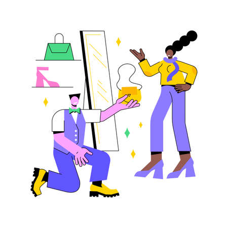 Personal stylist abstract concept vector illustration. Shopping consultant, beauty blogger, business clothes tailor, workspace fashion, man and woman style, dressing room abstract metaphor.のイラスト素材