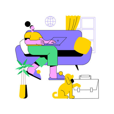 Freelance work abstract concept vector illustration. Freelancer job, remote work, online self-employment, freelance platform, available for hiring, independent web specialist abstract metaphor.のイラスト素材