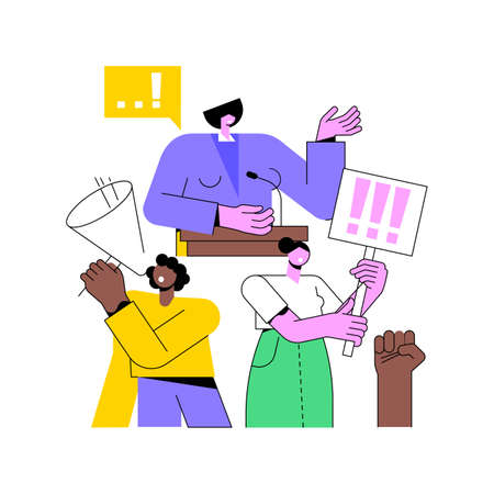 Participation of women abstract concept vector illustration. Gender equality rights, women political participation, female speaker leader, democracy, successful presentation abstract metaphor.のイラスト素材