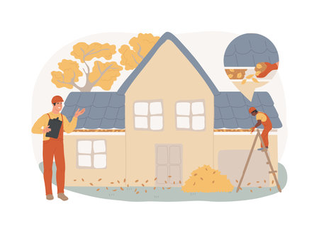 Gutter cleaning isolated concept vector illustration.のイラスト素材
