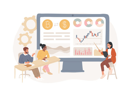 Cryptocurrency trading courses isolated concept vector illustration.のイラスト素材