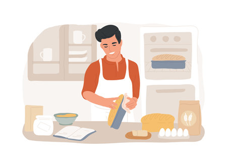 Baking bread isolated concept vector illustration.のイラスト素材