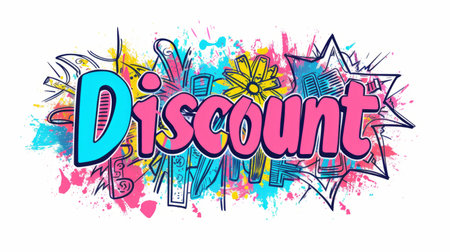 The word Discount created in Doodle Lettering.の素材