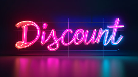 The word Discount created in Neon Lettering.の素材