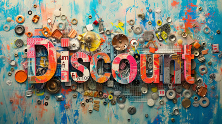 Scrapbooking Discount concept creative horizontal art poster.の素材
