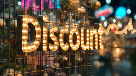 White LED Discount concept creative horizontal art poster.の素材