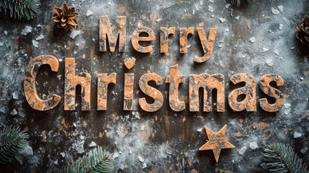 Brown Marble Merry Christmas concept creative horizontal art poster.の素材