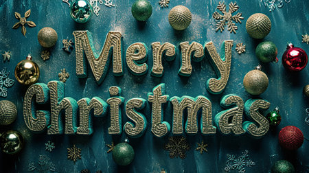 Green Merry Christmas concept creative horizontal art poster.の素材