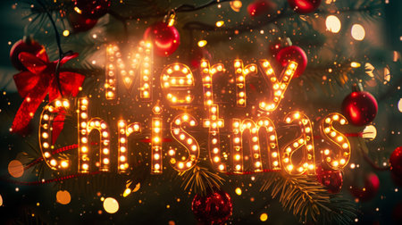 LED Merry Christmas concept creative horizontal art poster.の素材