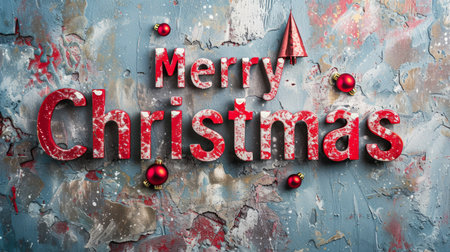 Marmorino Merry Christmas concept creative horizontal art poster.の素材