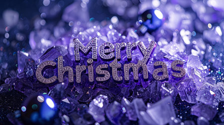Tanzanite Crystal Merry Christmas concept creative horizontal art poster.の素材