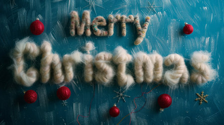 Wool Merry Christmas concept creative horizontal art poster.の素材