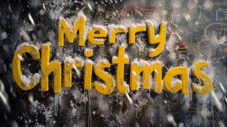 Yellow Marble Merry Christmas concept creative horizontal art poster.の素材