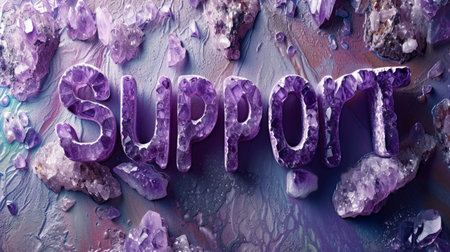 Amethyst Crystal Support concept creative horizontal art poster.の素材