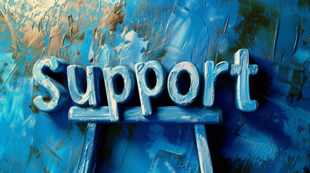 Blue Glossy Surface Support concept creative horizontal art poster.の素材