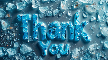 Aquamarine Crystal Thank you concept creative art poster.の素材