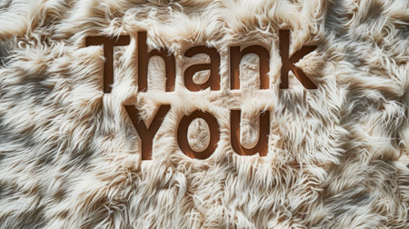 Beige Fur Thank you concept creative art poster.の素材