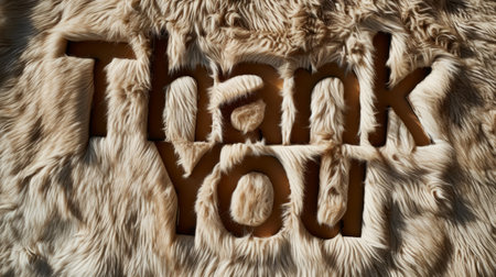 Beige Fur Thank you concept creative art poster.の素材