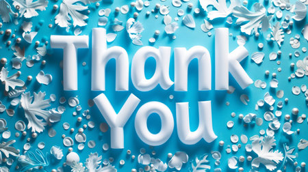 Blue Glossy Surface Thank you concept creative art poster.の素材