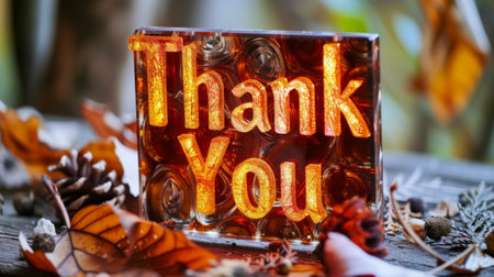 Brown Glass Thank you concept creative art poster.の素材