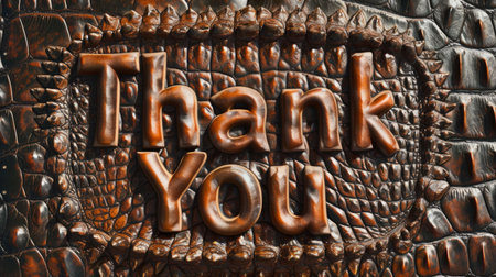 Crocodile Skin Thank you concept creative art poster.の素材