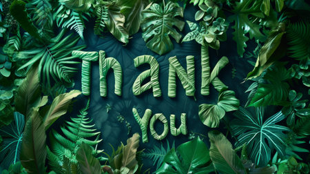Green Thank you concept creative art poster.の素材