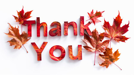 Words Thank You created in Maple Leaf Letters.の素材