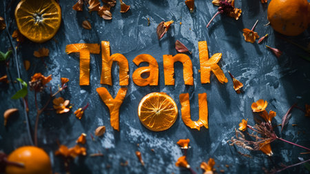 Orange Thank you concept creative art poster.の素材