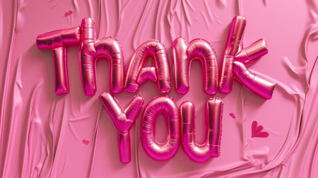 Pink Glossy Surface Thank you concept creative art poster.の素材