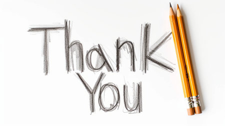 Words Thank You created in Realistic Pencil Drawing.の素材