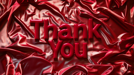 Red Glossy Surface Thank you concept creative art poster.の素材