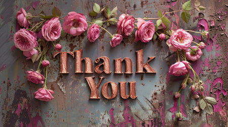 Rose Gold Thank you concept creative art poster.の素材