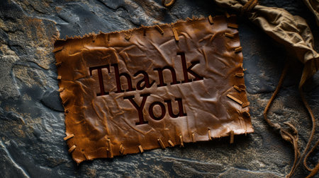 Rustic Leather Thank you concept creative art poster.の素材